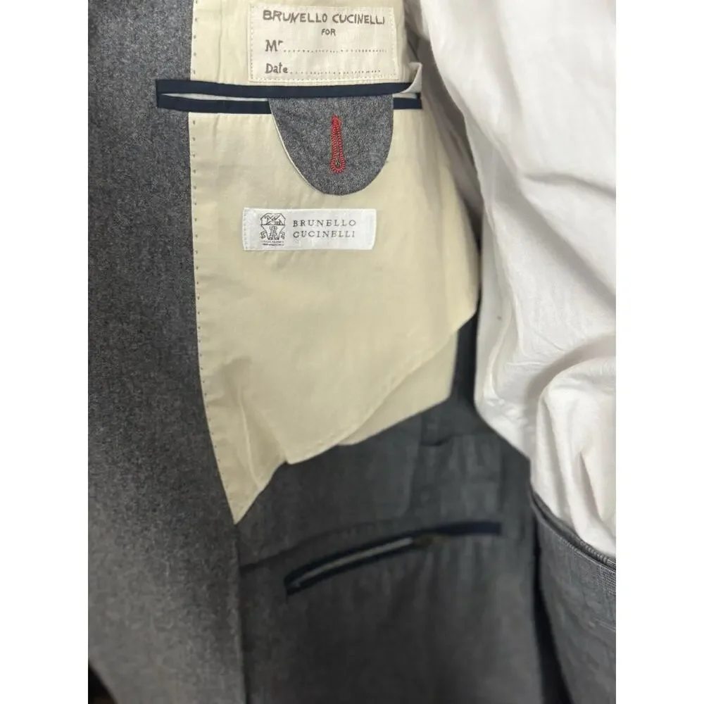 Brunello Cucinelli Gray Flannel Tweed Blazer Sport Jacket Men 54/44R Italy